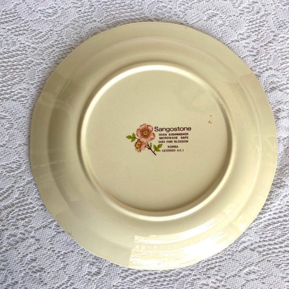 Sangostone Pink Blossom Dinner Plate - Set of 2, Pink Sakura Flowers, Tan Center - Picture 5 of 5